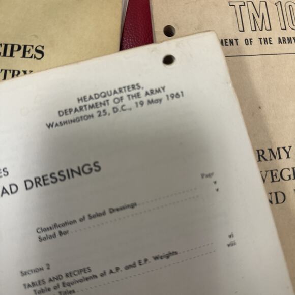 Department of Army Techinical Manual 10-412-1, 10-412-3 & 4 Recipes 1950s - Picture 10 of 10